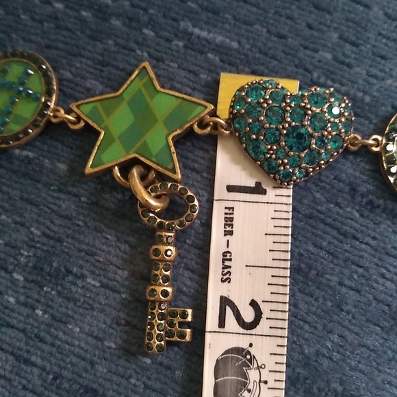 Pilgrim Danish Designs Gold Plated Green Enamel and Crystal Bracelet - Picture 8 of 8